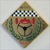 912AL Stemma in alluminio  RACING SPORT CAR MEMBER mm 70x70 dipinto a mano con adesivo a tergo, anni 60