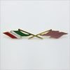 BAN12G  Bandierina incrociata ITALIA-SCACCHI VIOLA mm 145x23 in metallo smaltato a fuoco  con 2 perni a tergo, anni 60