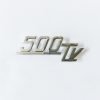 GR18 Scritta 500TV MM.90, pulita e cromata lucida, con 2 perni filettati a tergo