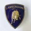 LB12 Stemma LAMBORGHINI dorato, col. blu, mm.55x65, con 3 perni a tergo