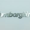 LB3A Scritta LAMBORGHINI cromata opaca, lunghezza mm.135, con 2 perni a tergo